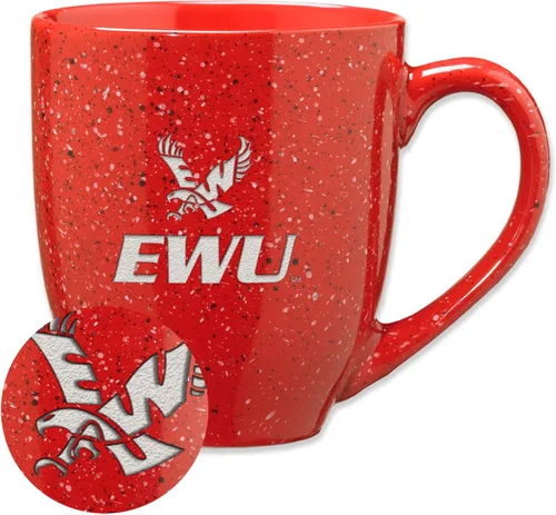 Vista 163 de Rico Industries NCAA Saint Joseph's (PA) Hawks Logo Principal Color Marrón 16 oz Logotipo del Equipo de Color Láser Grabado en Cerámica Moteada Taza