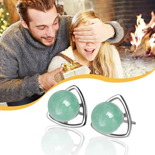 Vista 34 de Jade Earrings Studs,Green Jade Earrings for Women,925 Sterling Silver Earrings Studs for Sensitive Ears,Handmade Jade Earrings for Birthday