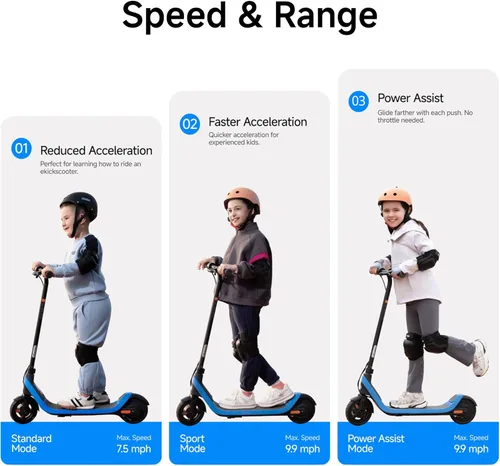 Vista 5 de Segway Ninebot eKickScooter - Electric Scooter for Kids 6-14, w/t Adjustable Handlebar Height (Only C2 Pro) for Riders up to 132 lbs, Includes New
