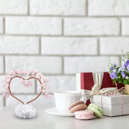 Vista 5 de Rockcloud Árbol de dinero de cristal hecho a mano con forma de corazón con base de geoda de cuarzo de roca natural para boda, decoración de oficina