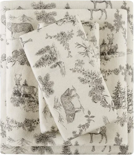 Vista 22 de Comfort Spaces - Juego de cama de franela de algodón cálido y transpirable con sábanas de bolsillo profundo y fundas de almohada, tamaño King, gris