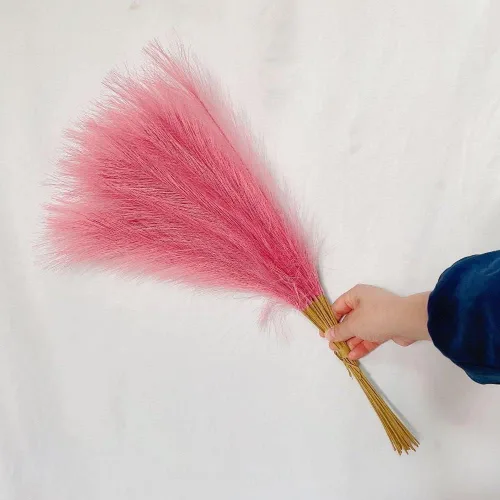 Vista 12 de 10 piezas de hierba sintética de las pampas, relleno de hierba artificial de las pampas, tallos esponjosos para decoración bohemia del hogar, sala