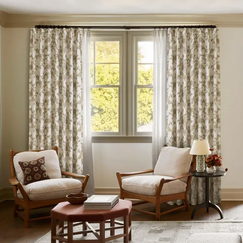 Vista 41 de Cortinas plisadas semitraslúcidas filtrantes de luz, de mezcla de lino de lujo, para sala de estar, dormitorio, comedor, casa rural estampada, juego