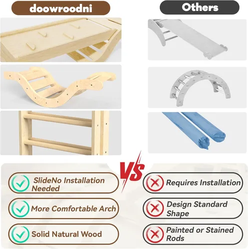Vista 11 de doowroodni Pikler - Juego de triángulos 7 en 1 para niños pequeños, juguetes de escalada plegables para bebés, juguetes de escalada Montessori