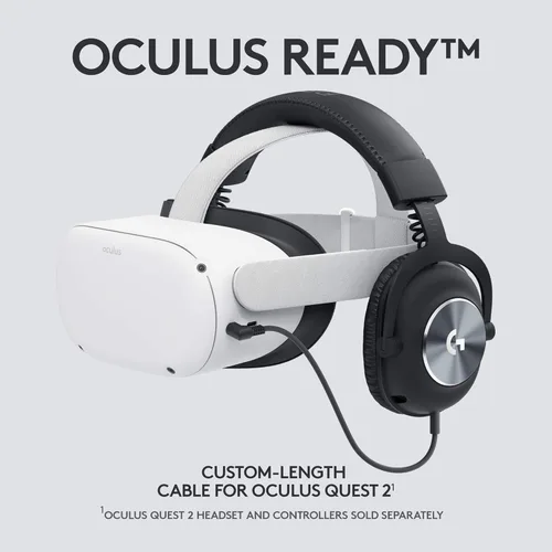 Vista 2 de Logitech G PRO Gaming Headset for Oculus Quest 2 - Oculus Ready - Custom-length Cable - PRO-G Precision Gaming Audio Driver - Steel and Aluminum