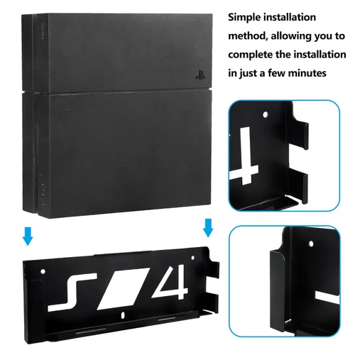 Vista 4 de Wall Mount for PS4, PS4 Original (Old Model) Holder, Stealth Mount Wall Bracket Playstation 4 Wall mount, Mount on The Wall or on The Back of The TV