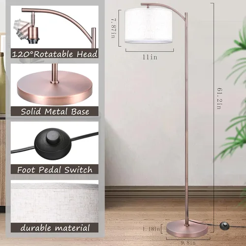 Vista 5 de Lámpara de pie para sala de estar, lámpara de pie, lámpara de pie con pantalla de lino para decoración del hogar, oficina, dormitorio