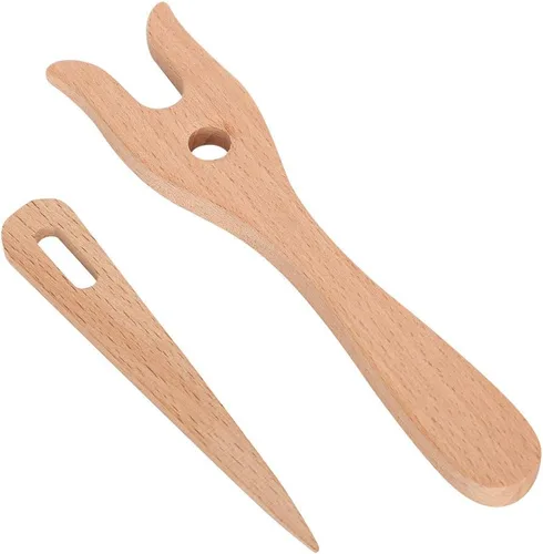 Vista 8 de Yosoo Herramientas de tejer Health Gear - Tenedor Lucet, herramientas de tejido de madera para pulseras, collares y proyectos trenzados