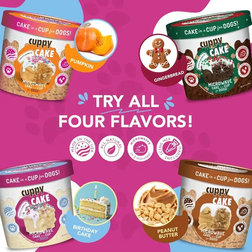 Vista 2 de Cuppy Cake - Pastel en microondas en un vaso para perros - Solo agrega agua y pon en el microondas, listo en 2 minutos