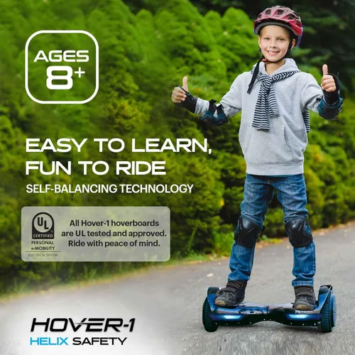 Vista 5 de Hover-1 Helix Patineta eléctrica autoequilibrante con velocidad máxima de 7MPH, autonomía de 4 millas, carga completa de 6 horas, altavoz Bluetooth