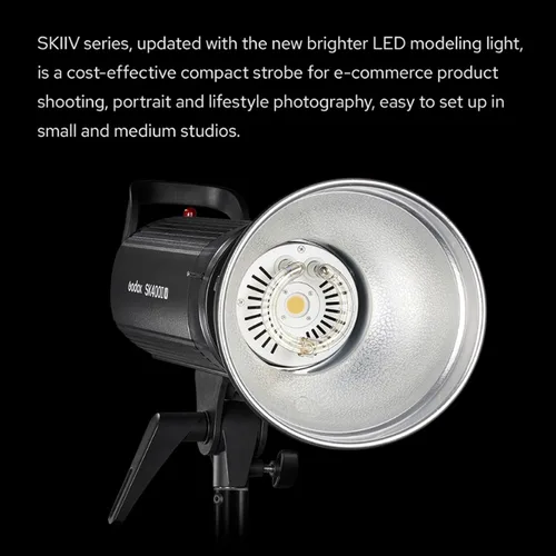 Vista 5 de Godox SK400IIV 400Ws Flash Estroboscópico de Estudio GN65 5700K 2.4G con Lámpara de Modelado LED Montaje Bowens Luz Estroboscópica Monolight