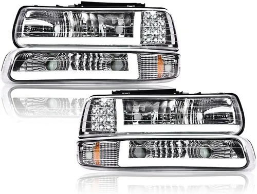 Vista 11 de PIT66 Lámparas LED DRL de montaje de faros delanteros compatibles con Chevy Silverado 1999-2002 / 2000-2006 Tahoe Suburban faro delantero con luces