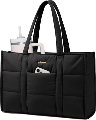 Vista 13 de LOVEVOOK Bolsa para laptop para mujer, bolsa de mano acolchada para el trabajo, maletín grande de computadora de 15.6 pulgadas para profesores