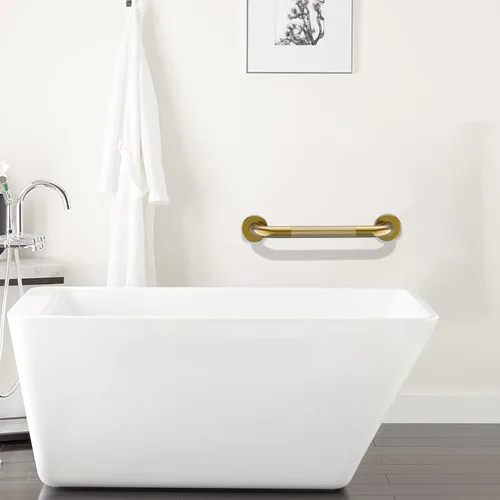Vista 5 de Barra de Agarre Dorada para Ducha con Agarre Moleteado Antideslizante de 20 Pulgadas, Zepolu Barra de Agarre de Baño de Acero Inoxidable Montada
