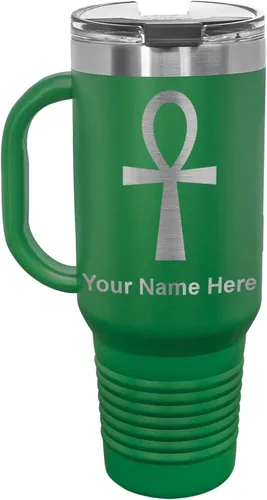 Vista 56 de LaserGram 15oz Vacuum Insulated Coffee Mug, Ankh, Personalized Engraving Included (Orange)