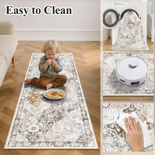 Vista 5 de Ileading Alfombras lavables para pasillo, 2 x 6, antideslizantes, para entrada, cocina, baño, dormitorio, lavandería, sala de estar, alfombra larga