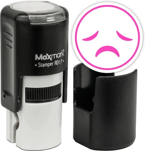 Vista 76 de MaxMark Sello de Emoji Autoentintado Redondo - Enojada - Tinta Negra