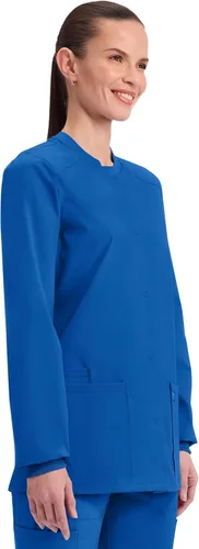 Vista 4 de Cherokee WW340 - Chaqueta de uniforme médico para mujer, con cierre frontal, 3 bolsillos, resistente a la decoloración, elástica en 2 direcciones