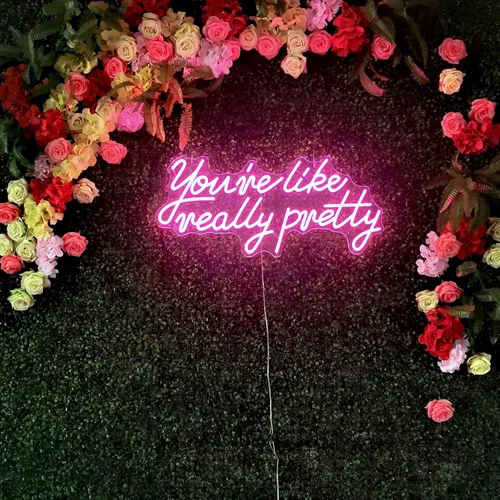 Vista 2 de Letrero de luces de neón con texto en inglés «You are Like Really Pretty para decoración de pared, tienda, salón, casa, bar», grandes luces