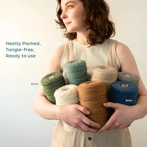 Vista 9 de Nook Theory Hilo de macramé de 3mm 109 yardas - Cuerda de macramé suave de 4mm, 5mm perfecta para nudos - Suministros de macramé para colgadores