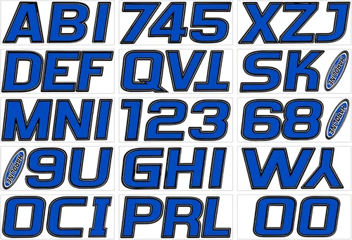 Vista 8 de Kit de números para registro de fábrica Hardline Products en color azul y negro, Cromo/Negro