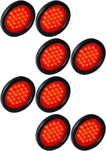 Vista 9 de Astra Depot Juego de 4 unids rojo 4 "redondo 12 LED Stop Running Luz trasera Ojal Plug para vehículo largo camión remolque