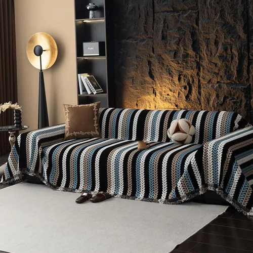 Vista 21 de VClife Funda de sofá bohemia para Navidad, 1 pieza, suave y cálida para sofá seccional, funda lavable de calabaza y jacquard negro para sofá biplaza