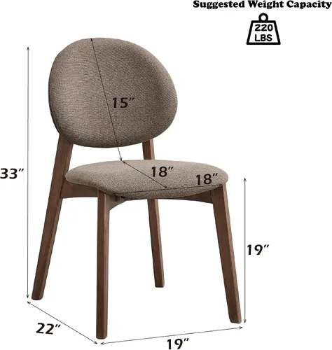 Vista 8 de Acme Hadasa - Silla auxiliar de lino y madera en color marrón y nogal (juego de 2)