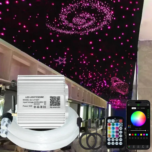 Vista 10 de Kit de luces de fibra óptica parpadeantes de doble cabezal de 16 W, Bluetooth RGBW LED Starlight Headliner Kit para techo de coche, hogar, estrella