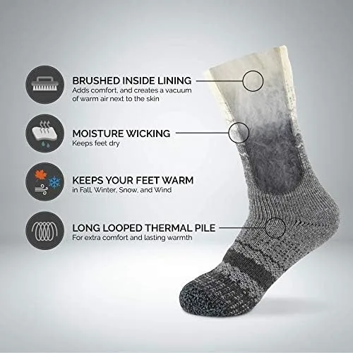 Vista 3 de HOT FEET 2 Pack Warm Cozy Thermal Socks for Women - Thick Insulated Crew for Cold Winter Weather
