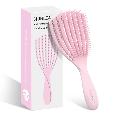 SHINLEA cepillo desenredante para cabello rizado, cepillo de pelo para cabello húmedo y seco, grueso y fino, peina fácilmente el cabello rizado y