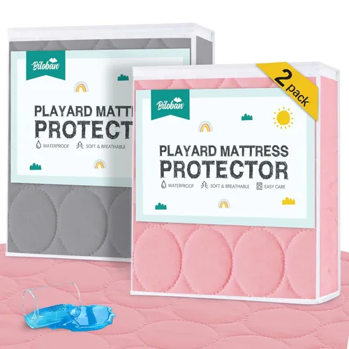 Vista 20 de Sábanas Protectoras de Colchón para Cuna Impermeables Paquete de 2, Funda Acolchada de Protector de Colchón para Cuna Ajustable para Colchón de Cama
