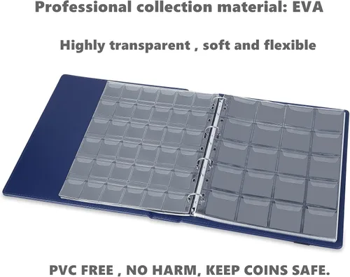 Vista 4 de MUDOR Páginas de monedas sin PVC, fundas de 20 bolsillos, 5 hojas de monedas para carpetas, suministros profesionales para coleccionistas