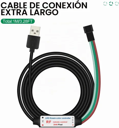Vista 3 de RGBZONE Controlador LED USB de 5V, control remoto inalámbrico RF de 21