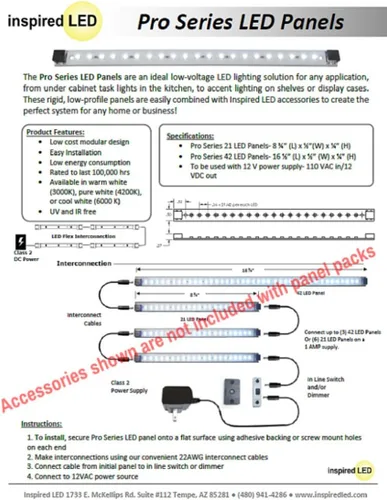 Vista 2 de Inspired LED® Serie Pro Paquete de 6 paneles LED de 42 ~ 6000K Blanco frío Paneles de luz LED