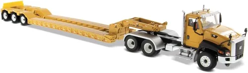 Diecast Masters Caterpillar CT660 Day Cab Tractor & XL120 Lowboy Trailer, Core Classics Series Cat Trucks Construction Equipment | 1:50 Scale Model