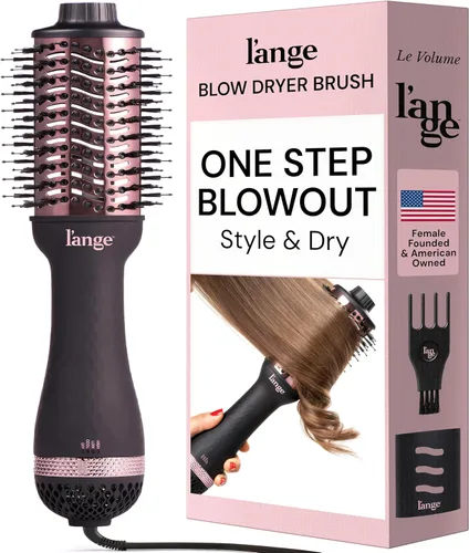 Vista 7 de L'ANGE HAIR - Cepillo secadora de aire caliente Le Volume 2 en 1 de titanio para todo tipo de cabello, de 60 mm con barril ovalado, para obtener