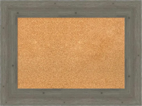 Vista 18 de Amanti Art Natural Cork Board for Wall, 18x24 Vision Board with Grey Wood Frame, Small Corkboard Office Decor for Home Organization, Country Rustic