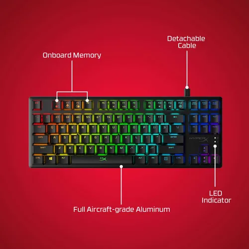 Vista 3 de HyperX Alloy Origins Core - Teclado mecánico para juegos Tenkeyless y reposamuñecas - Tenkeyless - Gel de enfriamiento - Espuma viscoelástica