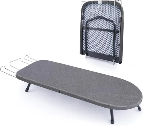 Vista 8 de Tabla de planchar de mesa con soporte de hierro, panel de malla metálica pequeña tabla de planchar con cubierta resistente al calor, tabla de hierro