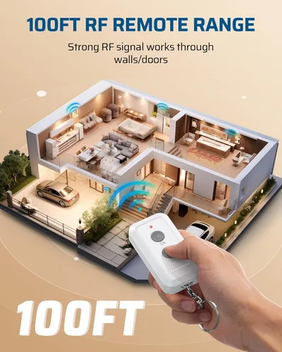 Vista 4 de DEWENWILS Toma de corriente con control remoto para interiores, kit de interruptor de luz remoto expandible, interruptor de encendido/apagado