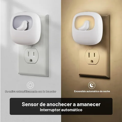 Vista 4 de VAVOFO Luz nocturna LED con sensor automático, paquete de 4, 2900-3200K blanco cálido, bonito diseño de pájaro, lámpara de noche de pared