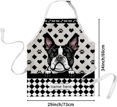 Vista 2 de Delantal de lunares de perro personalizado lindo perro salchicha, perro salchicha 3