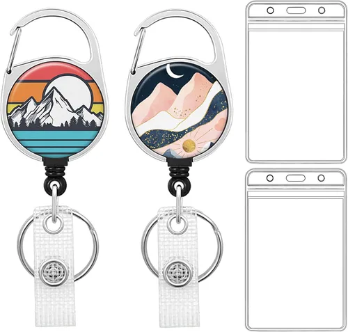 Llavero retráctil de carrete de insignia, resistente con clip para cinturón, soporte para tarjetas de identificación verticales impermeables para