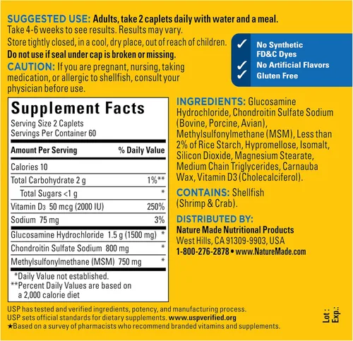 Vista 7 de Nature Made Complejo de glucosamina condroitina con MSM, suplemento dietético MSM glucosamina condroitina para apoyo articular, 120 comprimidos
