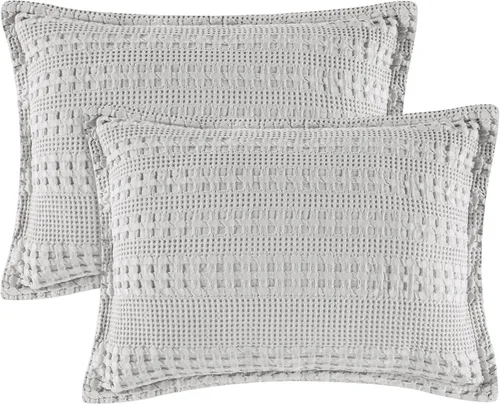 Vista 212 de PHF - Fundas de almohada 100% algodón con tejido gofre europeo, 26 x 26 pulgadas, 2 unidades para decoración elegante del hogar, para cama, sin