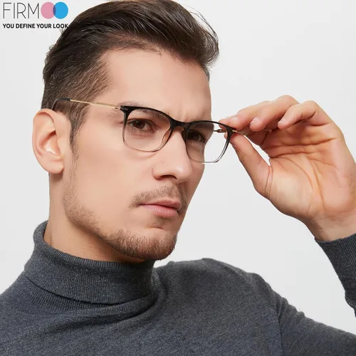 Vista 3 de Firmoo - Gafas de bloqueo de luz azul, antifatiga ocular para computadora, con marcos cuadrados, ligeras, resistentes a arañazos Negro dorado