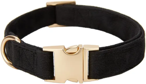 Collar de algodón suave para perro con hebilla de metal, ajustable, resistente, cómodo, collares de pana para perros pequeños, medianos y grandes,
