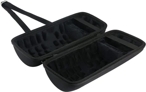 Vista 6 de co2CREA Funda de viaje rígida de repuesto para Bose Portable Smart/Home Speaker Charging Cradle (funda negra triple con correas para el hombro)