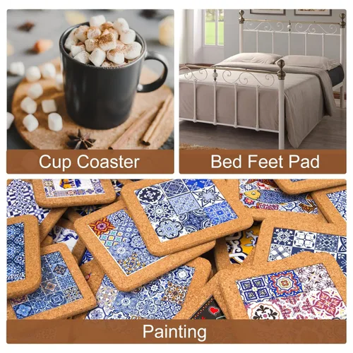 Vista 5 de UXCELL 40 hojas redondas de corcho autoadhesivas, 3 x 3 pulgadas, para manualidades, color marrón